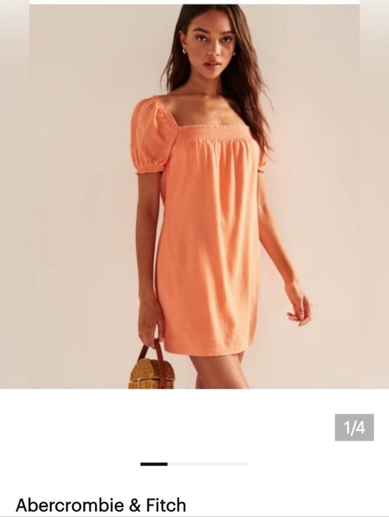 Abercrombie & Fitch Dresses & Skirts - Abercrombie & Fitch Peach Square Neck Puff Sleeve Mini Dress NWT SP